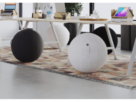 ALBA Ballon d'assise ergonomique MHBALL, tissu blouclé,blanc