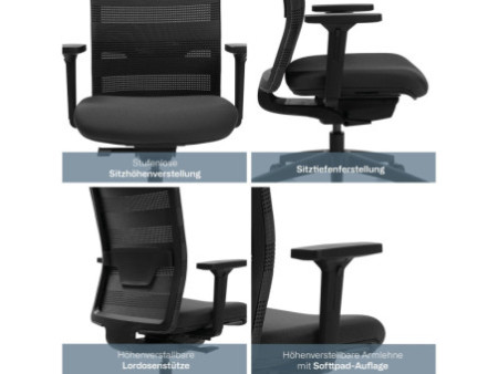 Topstar Chaise de bureau pivotante 'Sitness Airwork', noir