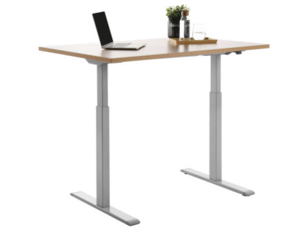 Topstar Bureau réglable en hauteur, (L)1.200 mm, gris/hêtre