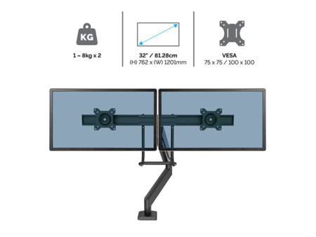 Fellowes Bras deux écrans Eppa Crossbar, argent