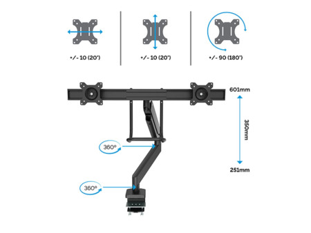 Fellowes Bras deux écrans Eppa Crossbar, blanc