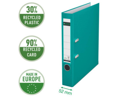 LEITZ Classeur à levier 180 degrés, A4, 52 mm, turquoise