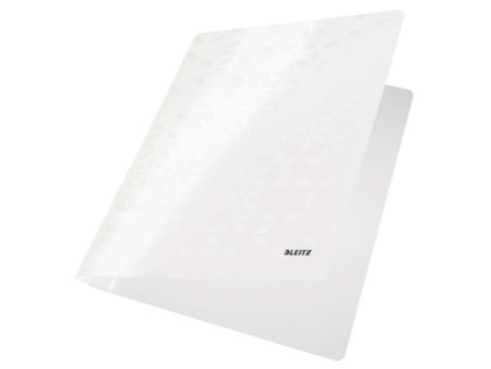 LEITZ Chemise à lamelle WOW, A4, en carton, blanc perle