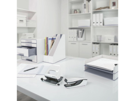 LEITZ Chemise à lamelle WOW, A4, en carton, blanc perle