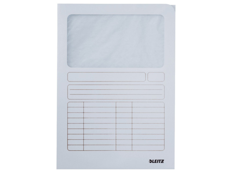LEITZ Chemise à fenêtre, format A4, carton, blanc, 160g/m2