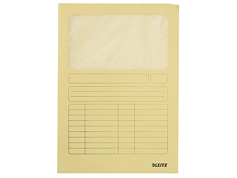 LEITZ Chemise à fenêtre, format A4, carton, jaune, 160 g/m2