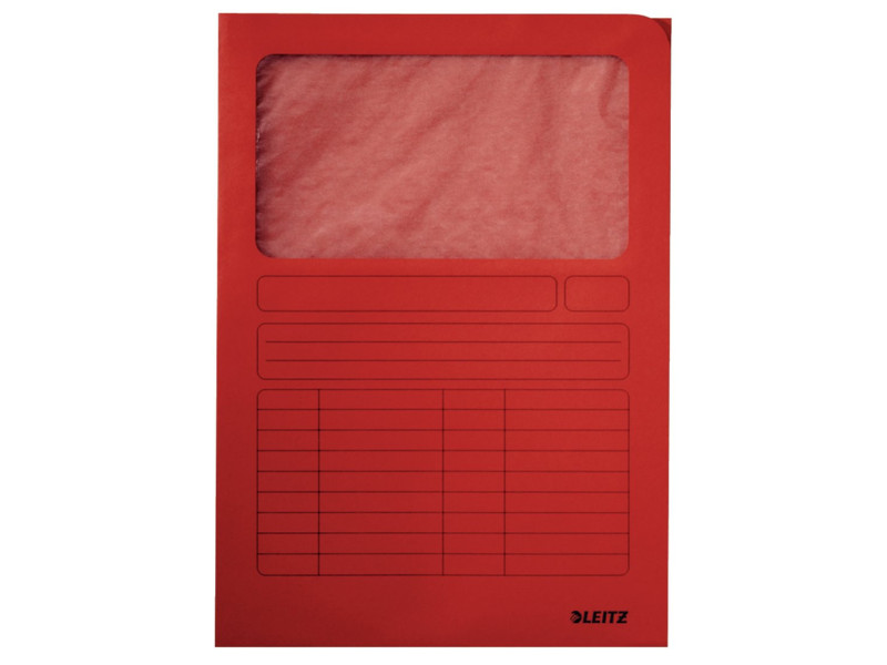 LEITZ Chemise à fenêtre, format A4, carton, rouge, 160 g/m2