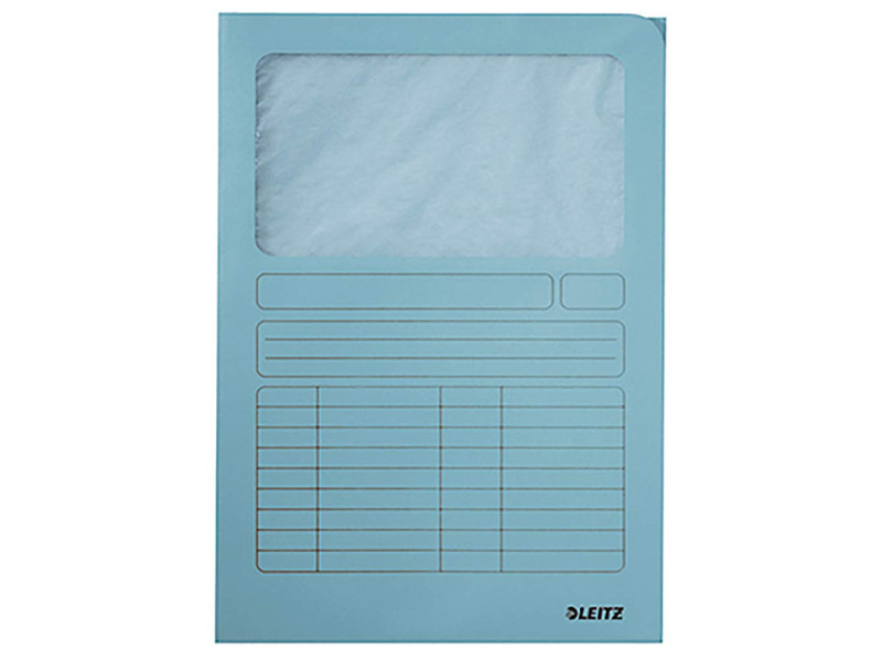 LEITZ Chemise à fenêtre, format A4, carton, bleu clair,