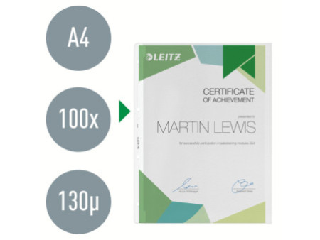 LEITZ Pochette perforée, A4, PP, grainé, 0,13 mm,
