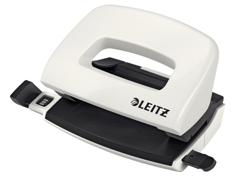 LEITZ Mini perforateur Nexxt 5060, en carton, blanc perle