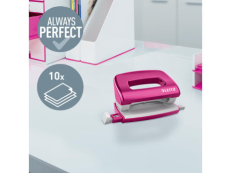 LEITZ Mini perforateur Nexxt 5060, en carton, rose métallisé