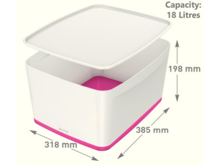 LEITZ Boîte de rangement My Box, 18 litres, blanc / rose