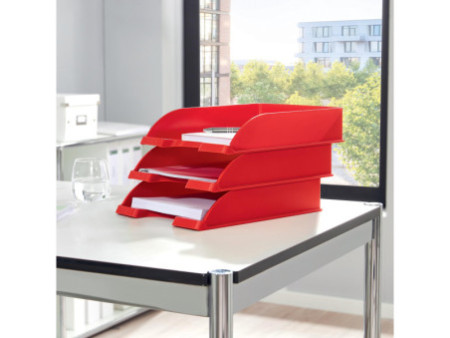 LEITZ Corbeille à courrier Plus WOW, A4, polystyrène, rouge