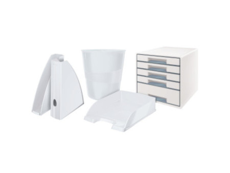 LEITZ Corbeille à papier WOW, en plastique, 15 litres, blanc