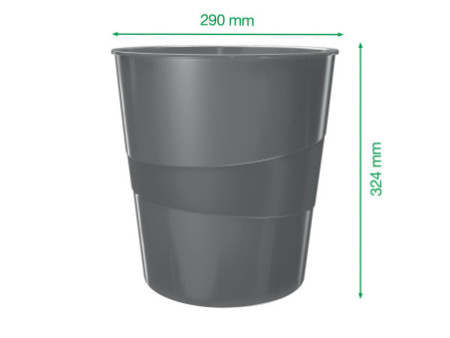 LEITZ Corbeille à papier WOW, en plastique, 15 litres, bleu