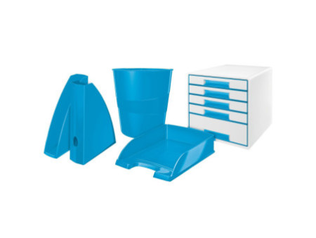 LEITZ Corbeille à papier WOW, en plastique, 15 litres, bleu