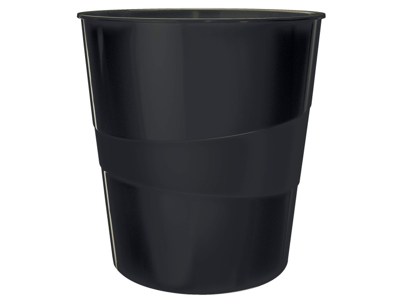 LEITZ Corbeille à papier WOW, en plastique, 15 litres, noir