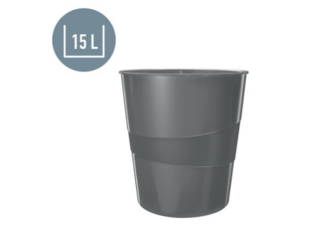 LEITZ Corbeille à papier WOW, en plastique, 15 litres, noir