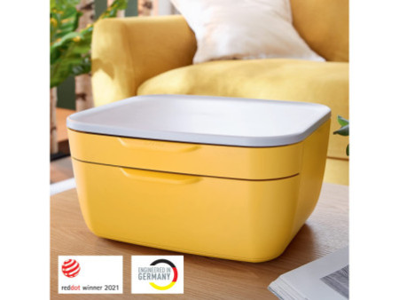LEITZ Bloc de classement Cosy, 2 tiroirs, jaune/gris clair