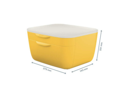 LEITZ Bloc de classement Cosy, 2 tiroirs, jaune/gris clair