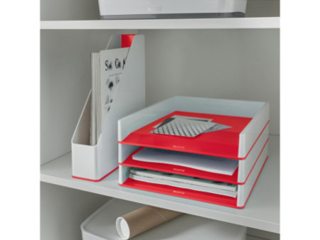 LEITZ Corbeille à courrier WOW Duo Colour, A4, rouge