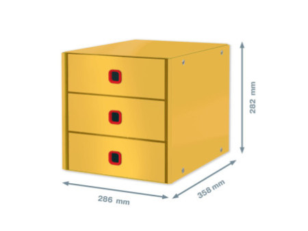 LEITZ Bloc de classement Click & Store Cosy, 3 tiroirs,jaune
