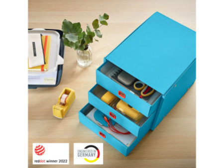 LEITZ Bloc de classement Click & Store Cosy, 3 tiroirs, bleu