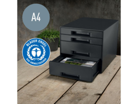 LEITZ Bloc de classement Recycle CUBE, 4 tiroirs, noir