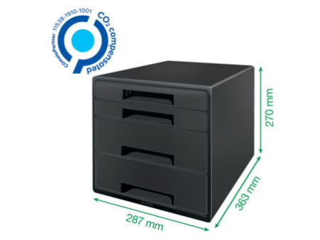 LEITZ Bloc de classement Recycle CUBE, 4 tiroirs, noir