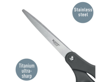 LEITZ Ciseaux Titanium, longueur: 205 mm, rond, gris