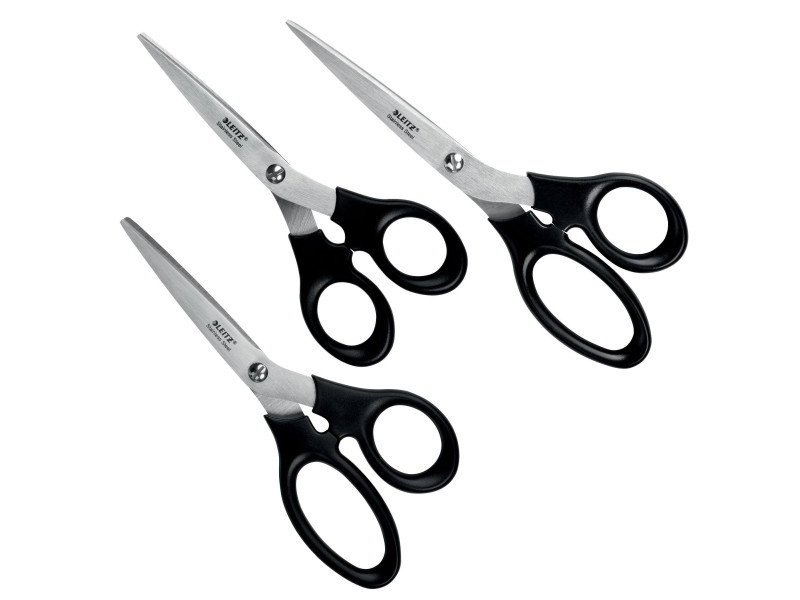 LEITZ Set de ciseaux, 3 pièces, rond, noir