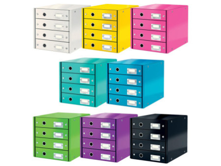 LEITZ Bloc de classement Click & Store WOW, 4 tiroirs, blanc