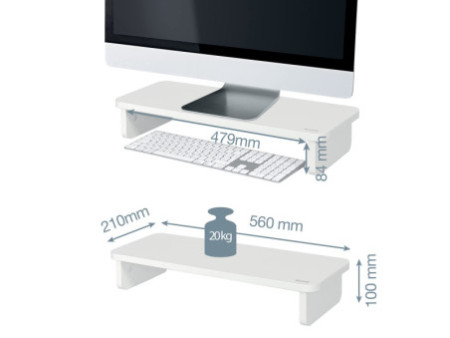 LEITZ Support pour écran Ergo Cosy, en plastique, blanc