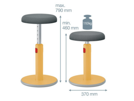 LEITZ Tabouret assis-debout Ergo Cosy Active, jaune