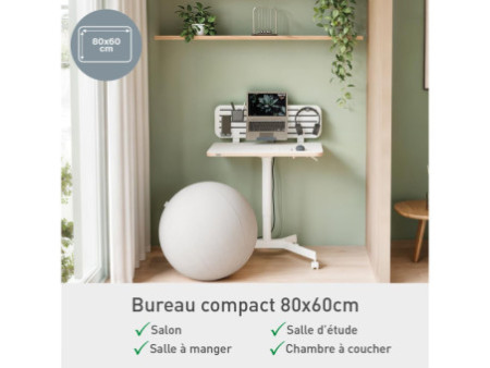 LEITZ Bureau assis-debout Ergo Compact, avec roulettes,blanc
