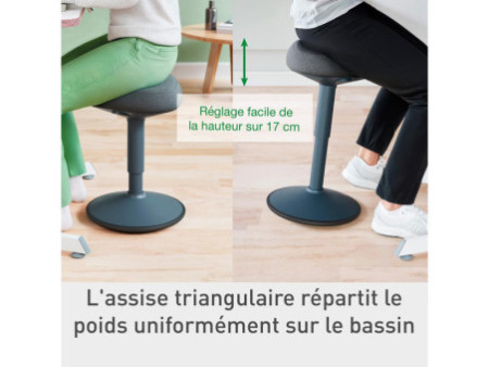 LEITZ Tabouret 'assis' Ergo actif, assise confort,gris foncé