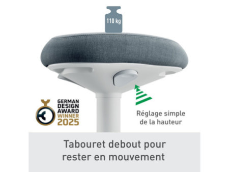 LEITZ Tabouret assis-debout Ergo Active, assise confort,gris