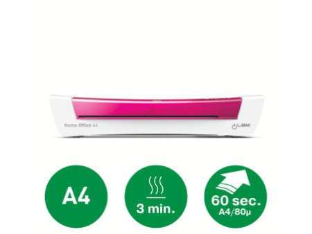 LEITZ Plastifieuse iLAM Home Office A4, jusqu'à A4, rose