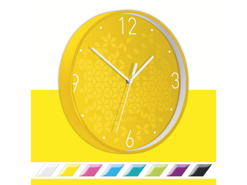 LEITZ Horloge murale WOW, mouvement à quartz, jaune