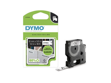 DYMO Ruban d'étiquette D1 noir/blanc, 12 mm x 3,5 m