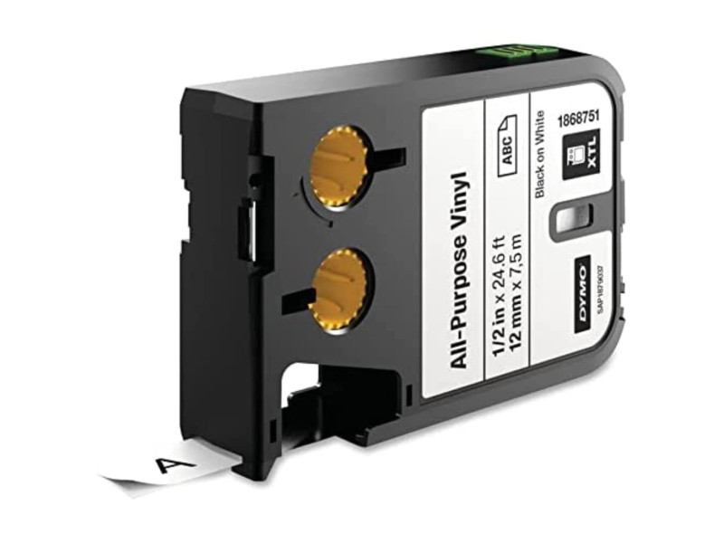 DYMO XTL Bande à lettrage vinyle, noir/blanc, 12 mm x 7 m