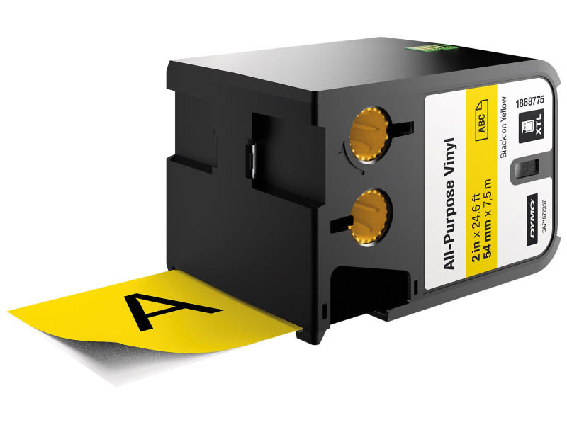 DYMO XTL Bande à lettrage vinyle, noir/jaune, 54 mm x 7 m