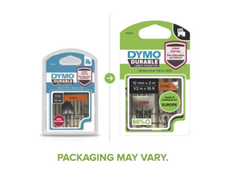 DYMO Ruban d'étiquette D1 noir/orange, 12 mm x 3 m
