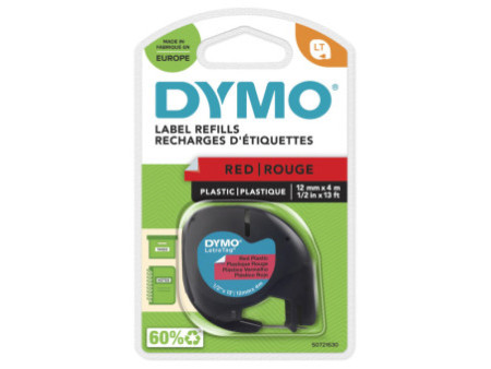 DYMO Ruban d'étiquette LetraTag, plastique, 12 mm x 4 m