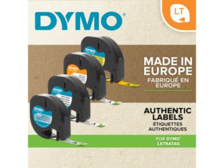DYMO Ruban d'étiquette LetraTag, plastique, 12 mm x 4 m