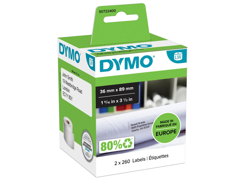DYMO Etiquette d'adresse LabelWriter, 89 x 36 mm, blanc