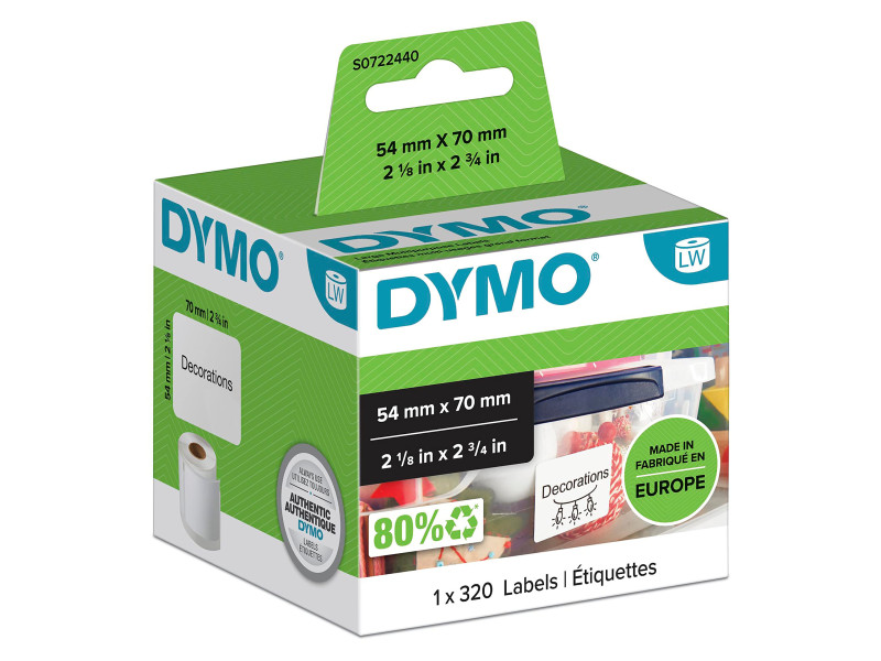 DYMO Etiquette polyvalente LabelWriter, 54 x 70 mm, blanc
