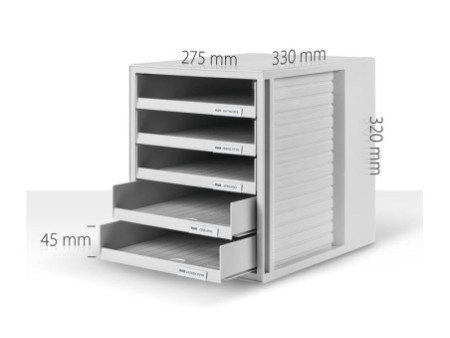 HAN Module de classement, 5 tiroirs ouverts, gris clair