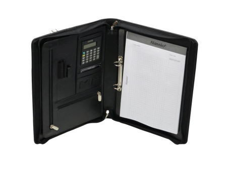 Alassio Serviette classeur 'CARPO', A4, cuir nappa, noir