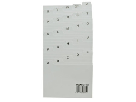 HAN Index alphabétique A-Z, PP, A7 paysage, 25 onglets, gris